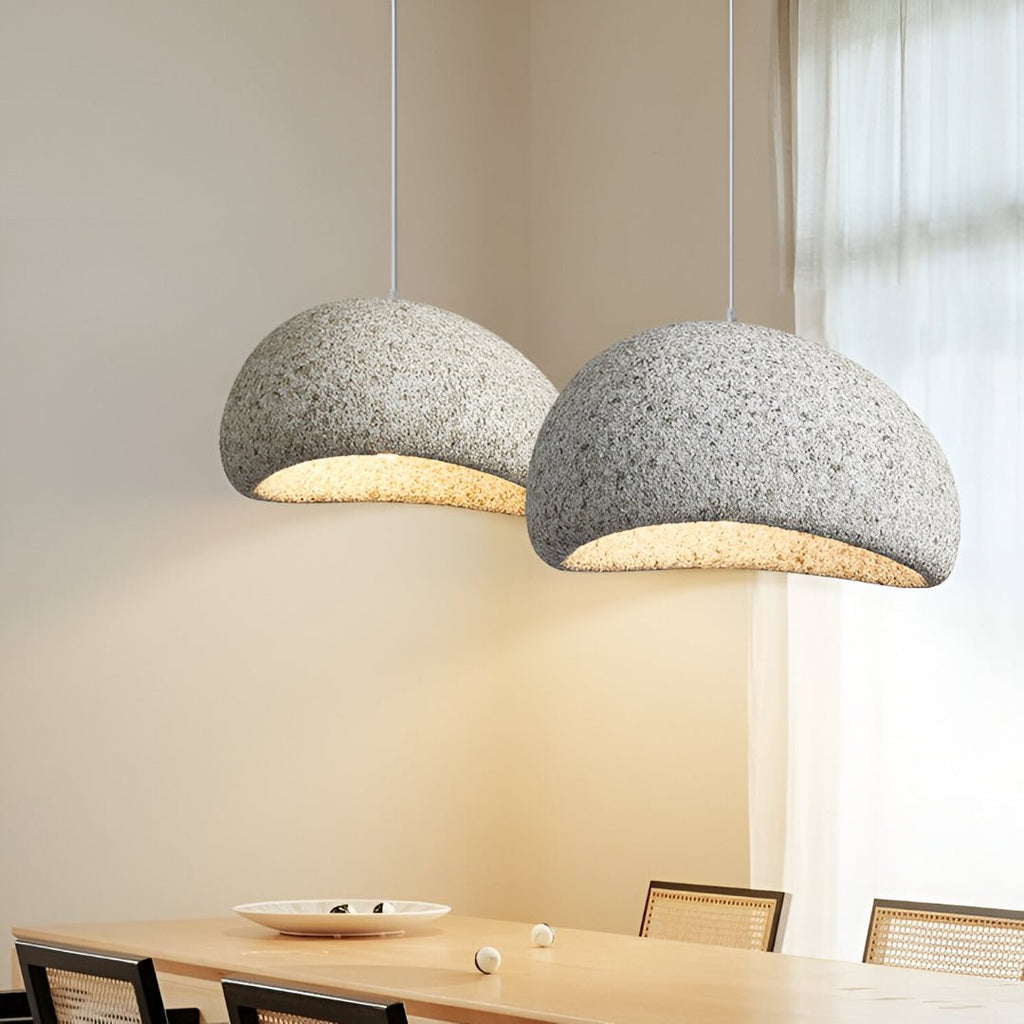 Luminária Pendente em Cúpula de Fibra de Vidro, Luminária LED Escultural para Salas de Jantar