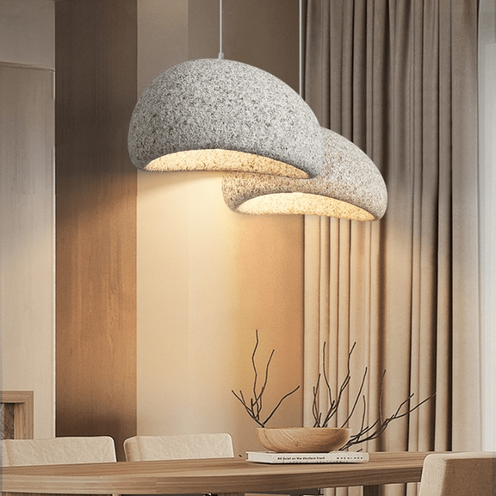 Luminária Pendente em Cúpula de Fibra de Vidro, Luminária LED Escultural para Salas de Jantar