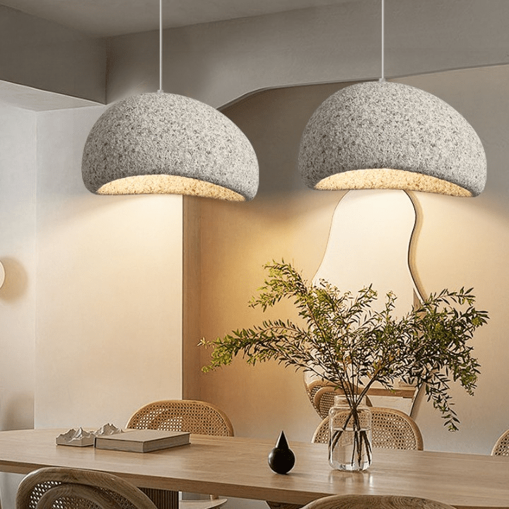Luminária Pendente em Cúpula de Fibra de Vidro, Luminária LED Escultural para Salas de Jantar