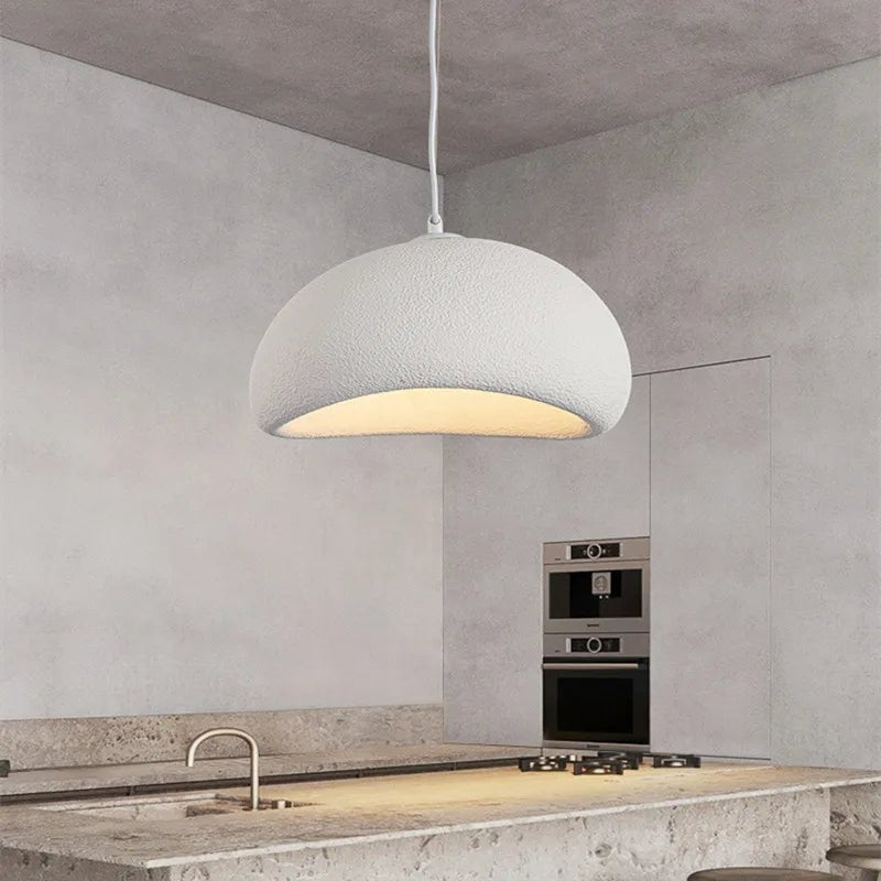 Luminária Pendente em Cúpula de Fibra de Vidro, Luminária LED Escultural para Salas de Jantar
