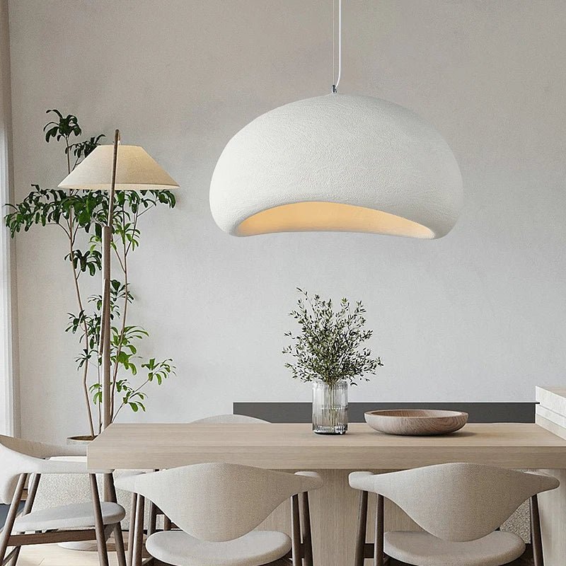 Luminária Pendente em Cúpula de Fibra de Vidro, Luminária LED Escultural para Salas de Jantar