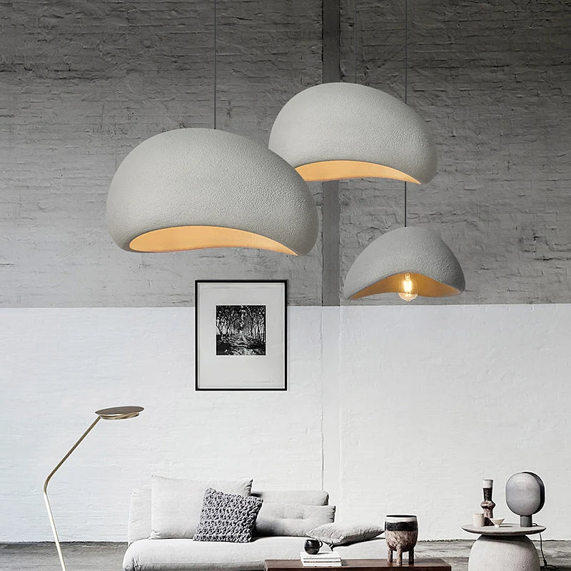 Luminária Pendente em Cúpula de Fibra de Vidro, Luminária LED Escultural para Salas de Jantar