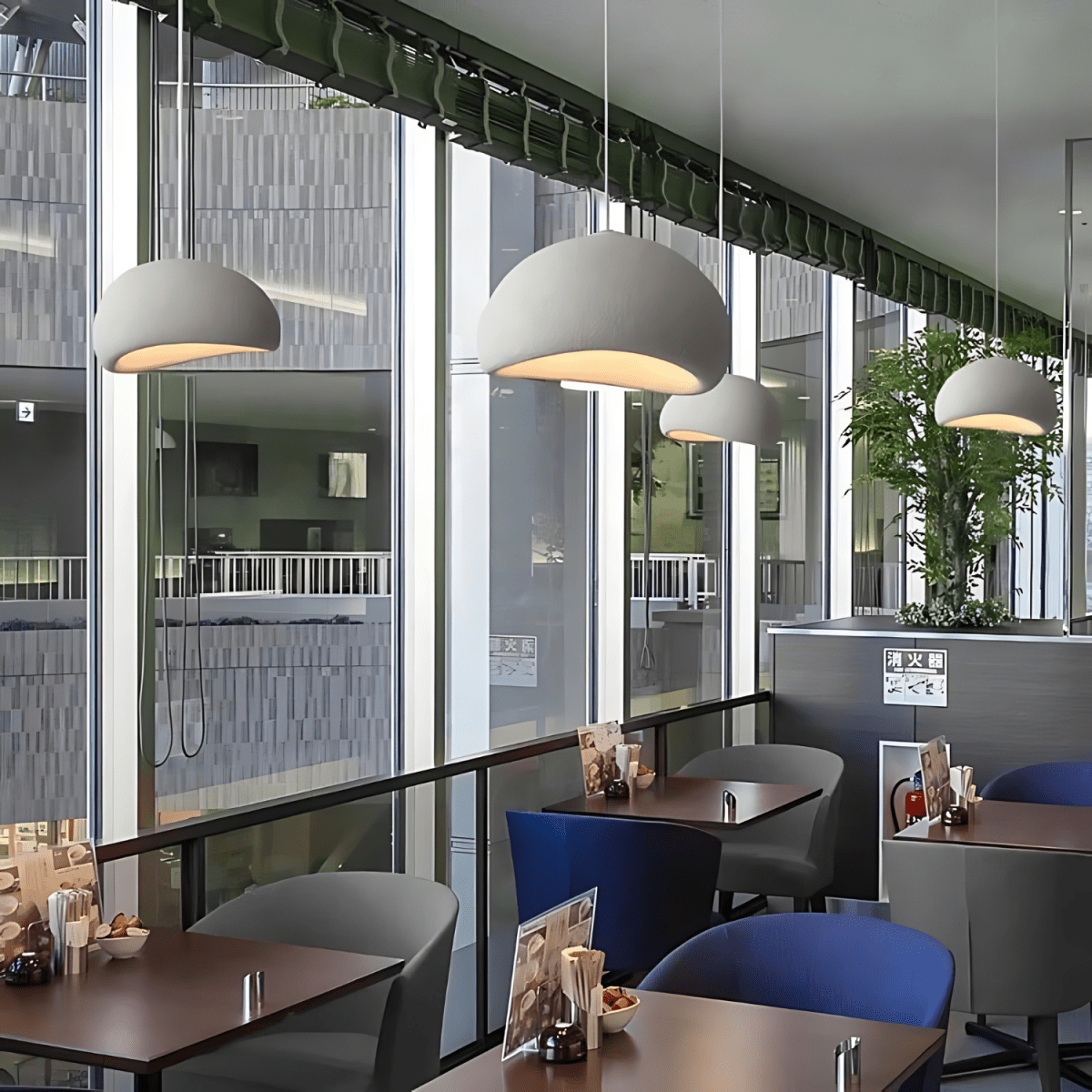 Luminária Pendente em Cúpula de Fibra de Vidro, Luminária LED Escultural para Salas de Jantar