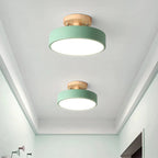 Loftlampe med træfod, cirkulær LED-diffuser, moderne semi-indbygget design