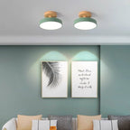 Loftlampe med træfod, cirkulær LED-diffuser, moderne semi-indbygget design