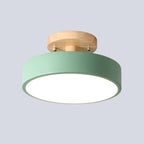 Loftlampe med træfod, cirkulær LED-diffuser, moderne semi-indbygget design