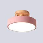 Loftlampe med træfod, cirkulær LED-diffuser, moderne semi-indbygget design