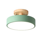 Loftlampe med træfod, cirkulær LED-diffuser, moderne semi-indbygget design