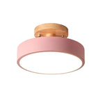 Loftlampe med træfod, cirkulær LED-diffuser, moderne semi-indbygget design