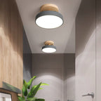 Loftlampe med træfod, cirkulær LED-diffuser, moderne semi-indbygget design