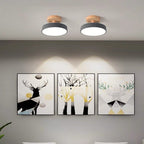 Loftlampe med træfod, cirkulær LED-diffuser, moderne semi-indbygget design