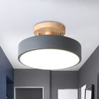 Loftlampe med træfod, cirkulær LED-diffuser, moderne semi-indbygget design