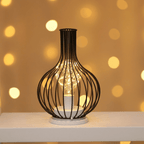 Bordlampe i burstil, industrielt jerntråddesign, 15-tommers batteridrevet LED