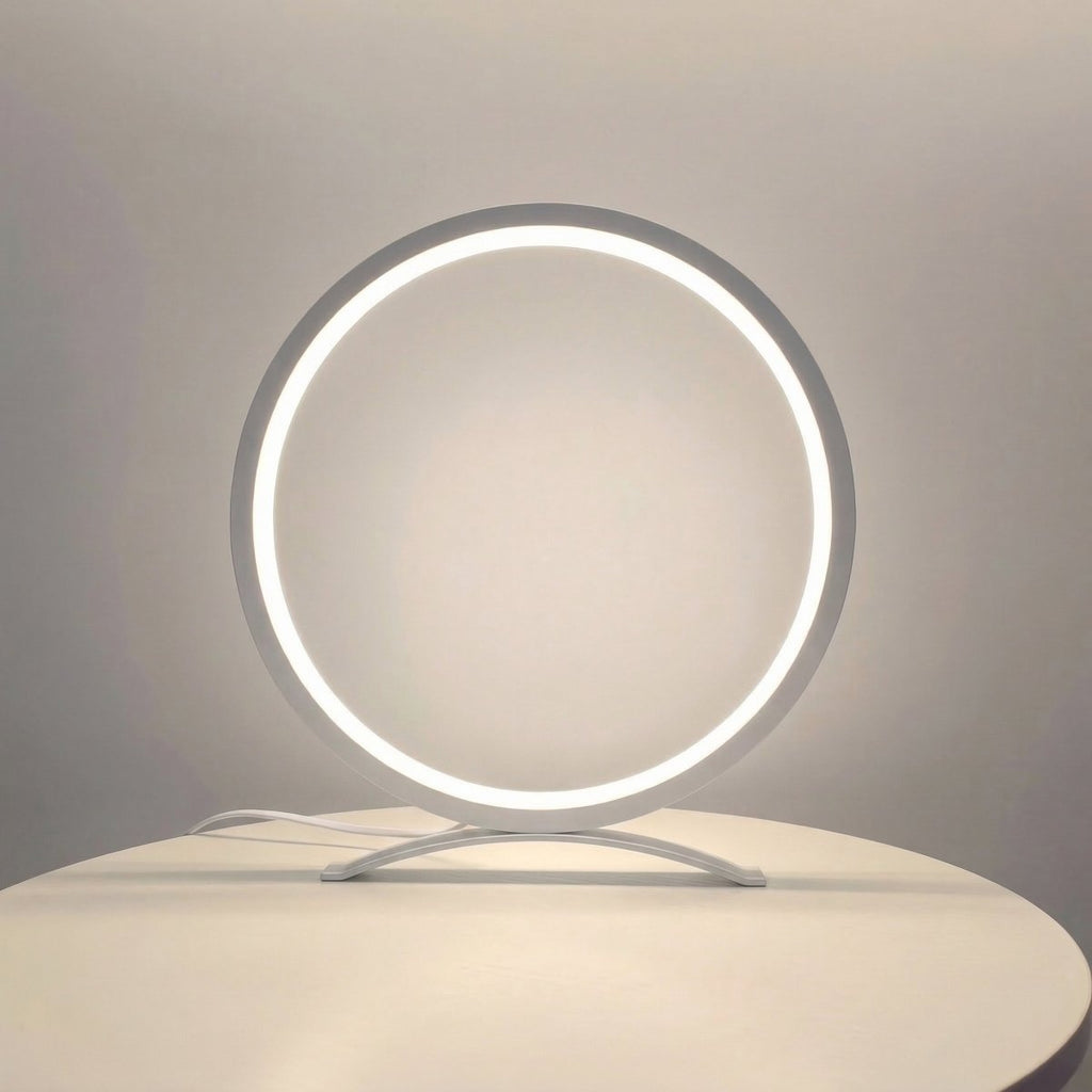 Lampe de table LED en forme d’anneau, halo lumineux alimenté par USB, design nordique 15 pouces