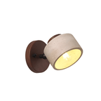 Travertine Cylinder Wall Sconce, Wood Base, Minimalist LED Design