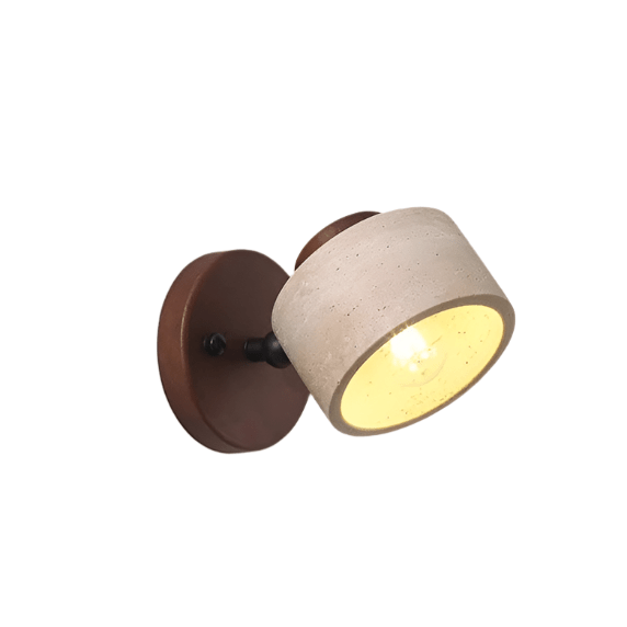 Travertine Cylinder Wall Sconce, Wood Base, Minimalist LED Design