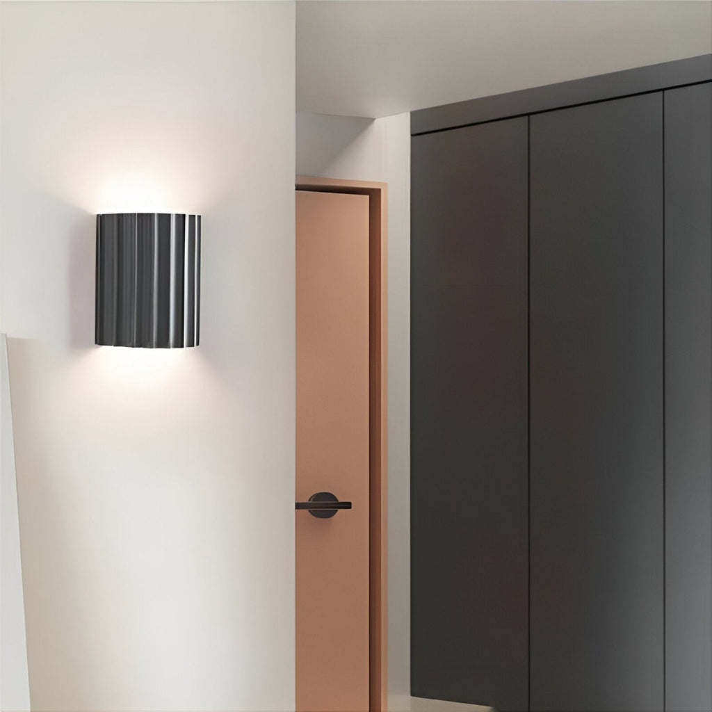 Resin Wall Sconce With Striped Texture, Tri-Color LED, Nordic Minimalist Style