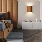 Resin Wall Sconce With Striped Texture, Tri-Color LED, Nordic Minimalist Style