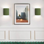 Resin Wall Sconce With Striped Texture, Tri-Color LED, Nordic Minimalist Style