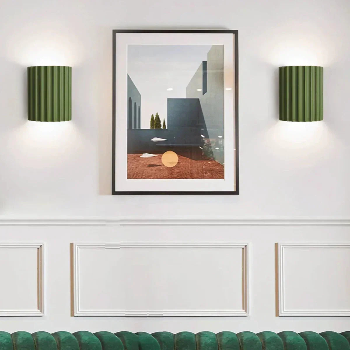 Resin Wall Sconce With Striped Texture, Tri-Color LED, Nordic Minimalist Style