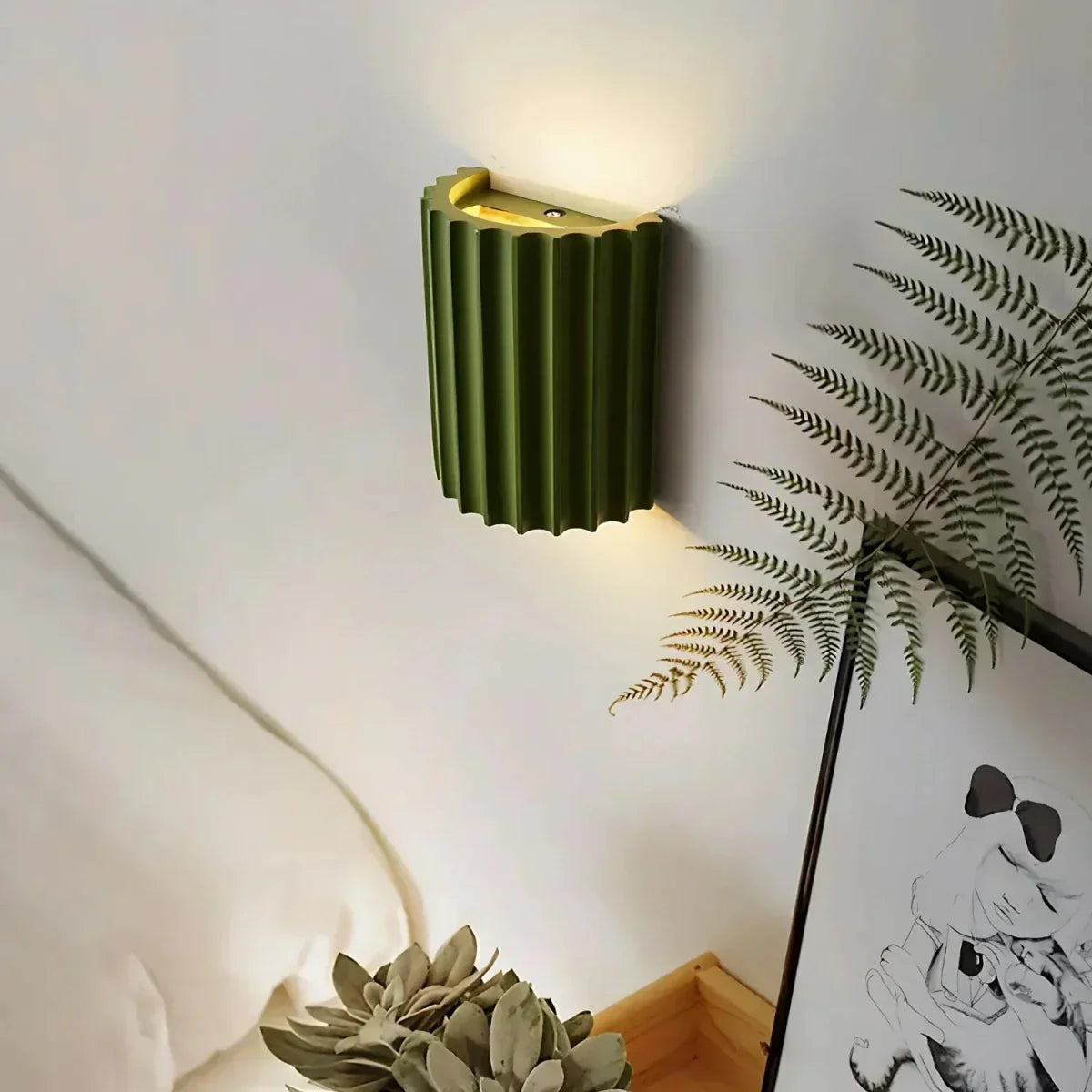 Resin Wall Sconce With Striped Texture, Tri-Color LED, Nordic Minimalist Style