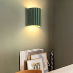 Resin Wall Sconce With Striped Texture, Tri-Color LED, Nordic Minimalist Style