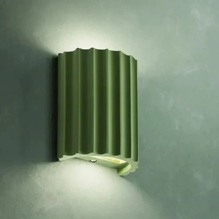 Resin Wall Sconce With Striped Texture, Tri-Color LED, Nordic Minimalist Style