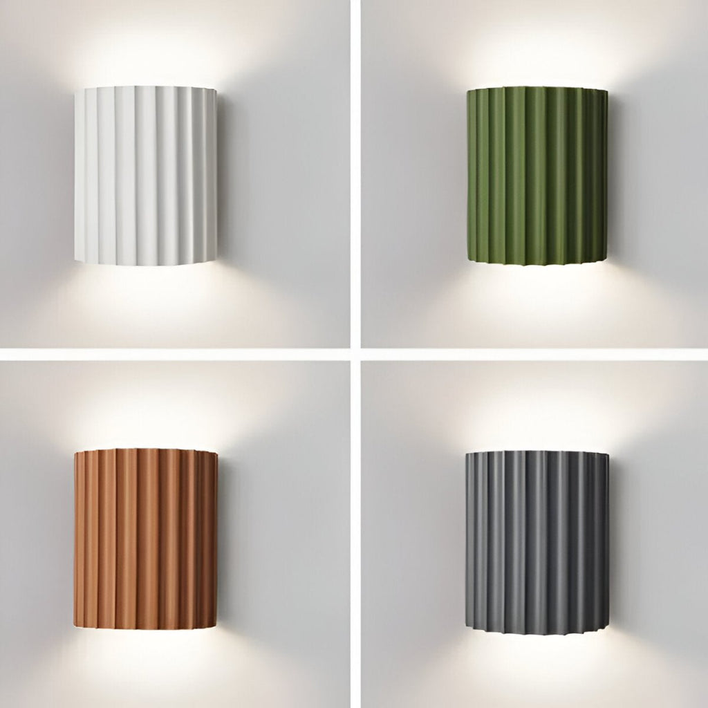Resin Wall Sconce With Striped Texture, Tri-Color LED, Nordic Minimalist Style