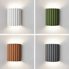 Resin Wall Sconce With Striped Texture, Tri-Color LED, Nordic Minimalist Style