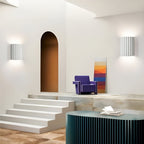 Resin Wall Sconce With Striped Texture, Tri-Color LED, Nordic Minimalist Style