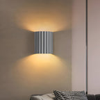 Resin Wall Sconce With Striped Texture, Tri-Color LED, Nordic Minimalist Style