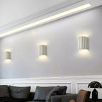 Resin Wall Sconce With Striped Texture, Tri-Color LED, Nordic Minimalist Style