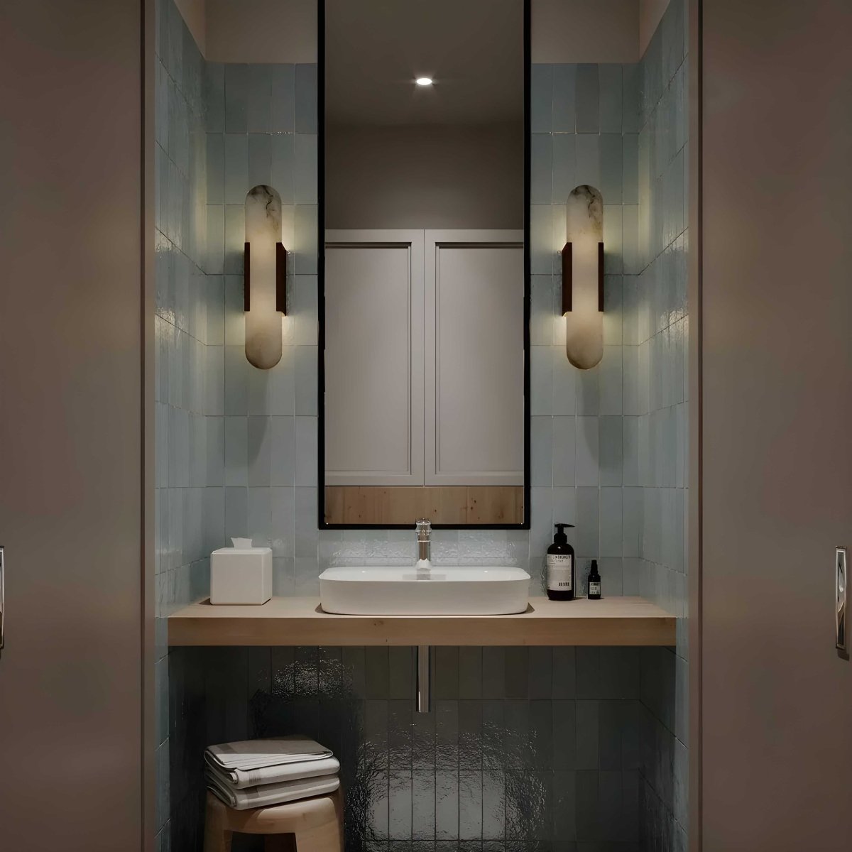 Alabaster Marble Wall Sconce, Iron-Framed LED Accent Light, Nordic Style
