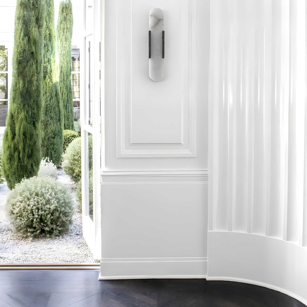 Alabaster Marble Wall Sconce, Iron-Framed LED Accent Light, Nordic Style