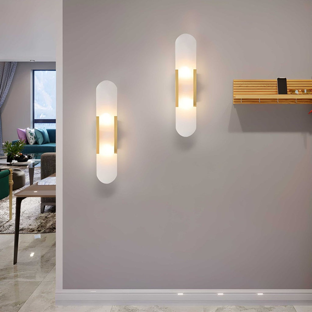 Alabaster Marble Wall Sconce, Iron-Framed LED Accent Light, Nordic Style