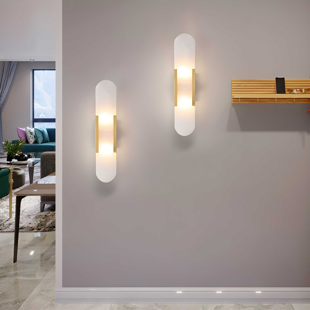 Alabaster Marble Wall Sconce, Iron-Framed LED Accent Light, Nordic Style