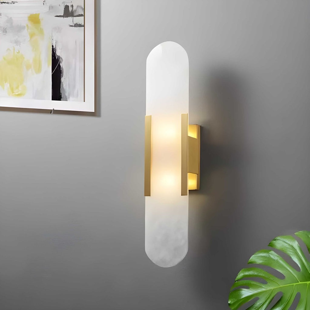 Alabaster Marble Wall Sconce, Iron-Framed LED Accent Light, Nordic Style