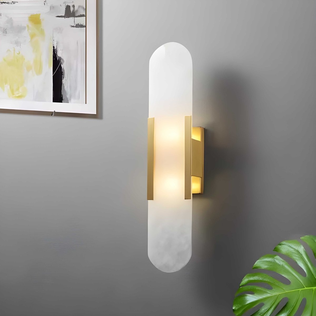 Alabaster Marble Wall Sconce, Iron-Framed LED Accent Light, Nordic Style