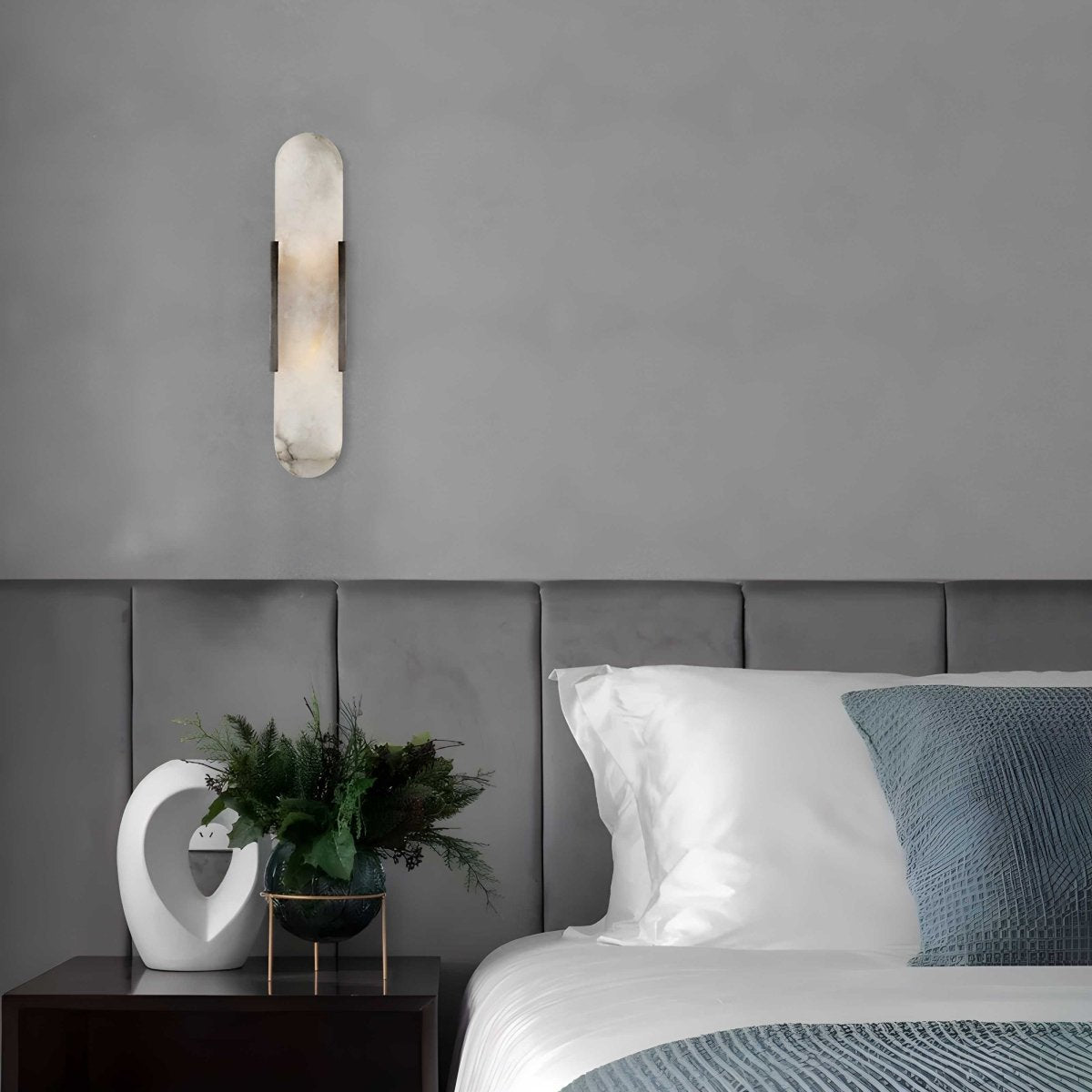 Alabaster Marble Wall Sconce, Iron-Framed LED Accent Light, Nordic Style