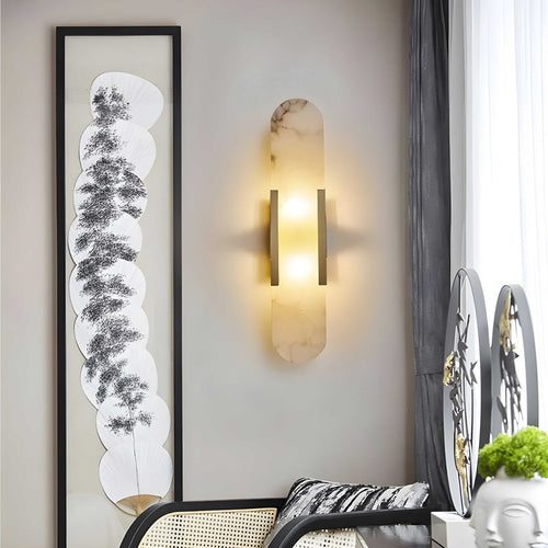 Alabaster Marble Wall Sconce, Iron-Framed LED Accent Light, Nordic Style