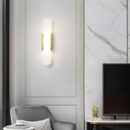 Alabaster Marble Wall Sconce, Iron-Framed LED Accent Light, Nordic Style