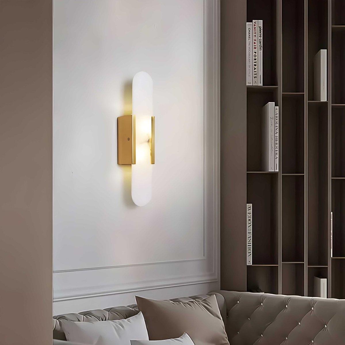 Alabaster Marble Wall Sconce, Iron-Framed LED Accent Light, Nordic Style