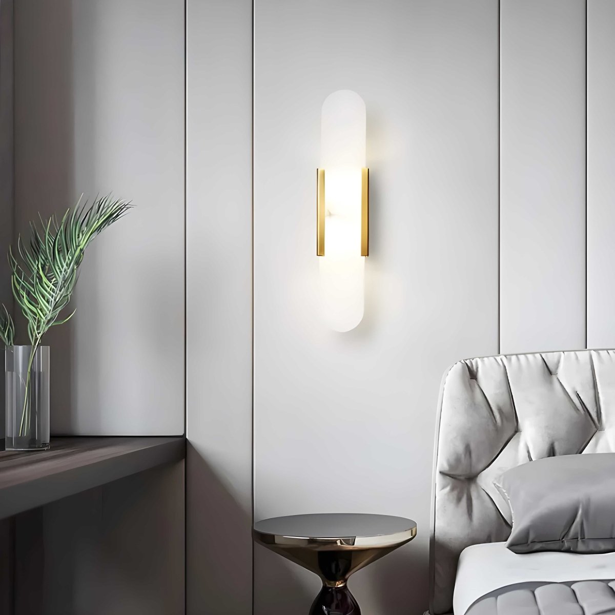Alabaster Marble Wall Sconce, Iron-Framed LED Accent Light, Nordic Style