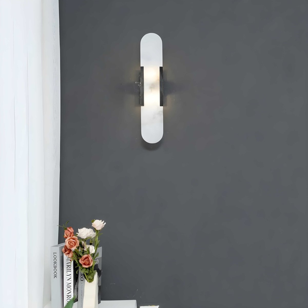 Alabaster Marble Wall Sconce, Iron-Framed LED Accent Light, Nordic Style