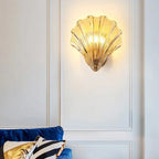 Applique murale en verre et laiton, abat-jour style coquillage, lumière LED unique