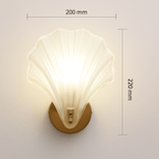 Applique murale en verre et laiton, abat-jour style coquillage, lumière LED unique