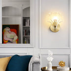 Applique murale en verre et laiton, abat-jour style coquillage, lumière LED unique