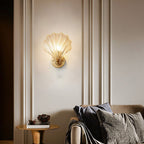 Applique murale en verre et laiton, abat-jour style coquillage, lumière LED unique