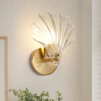Applique murale en verre et laiton, abat-jour style coquillage, lumière LED unique
