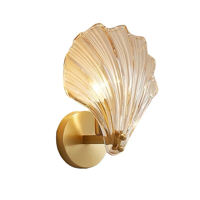 Applique murale en verre et laiton, abat-jour style coquillage, lumière LED unique